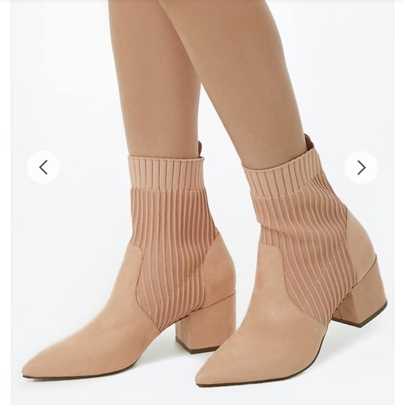 ribbed faux suede booties